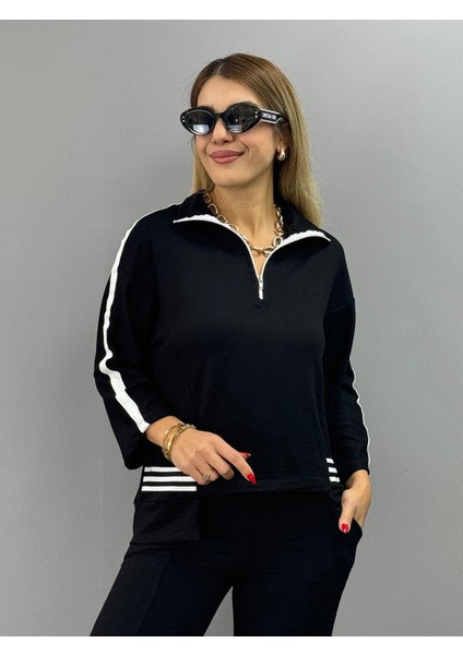 Kadın Polo Yaka Paça Yırtmaçlı Ribanalı Ikili Takım fiyatları