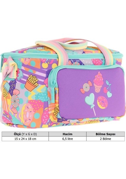 Kids Thermo Isı Yalıtımlı Kız Çocuk Şekerleme Desenli Mor Beslenme Çantası L7231 (Iki Bölmeli) fırsatları