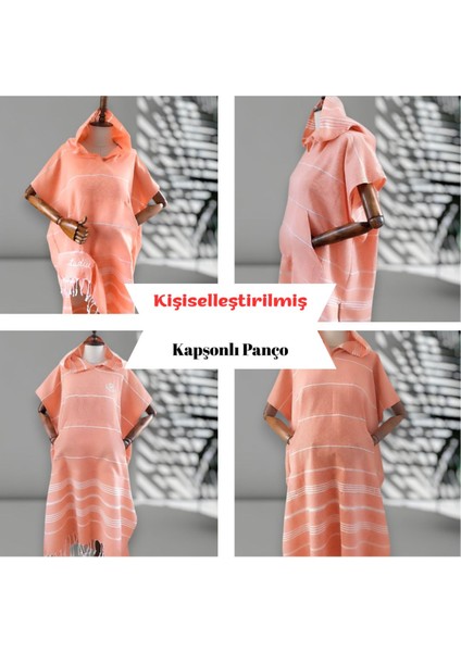 Kişiye Özel Baskılı Kapüşonlu Plaj Pançosu | Isim Yazılı Pamuklu Havlu Poncho |unisex Peştamal Kumaş