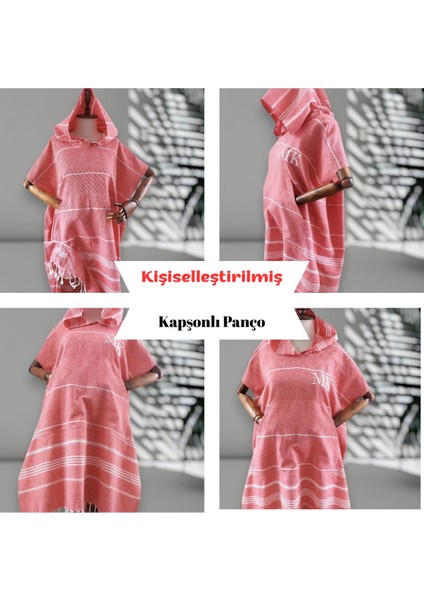 Kişiye Özel Baskılı Kapüşonlu Plaj Pançosu | Isim Yazılı Pamuklu Havlu Poncho |unisex Peştamal Kumaş