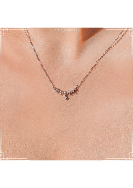 925 Ayar Gümüş Taç Model Zirkon Taşlı Su Yolu Kolye Rodyum Kaplama fiyatları