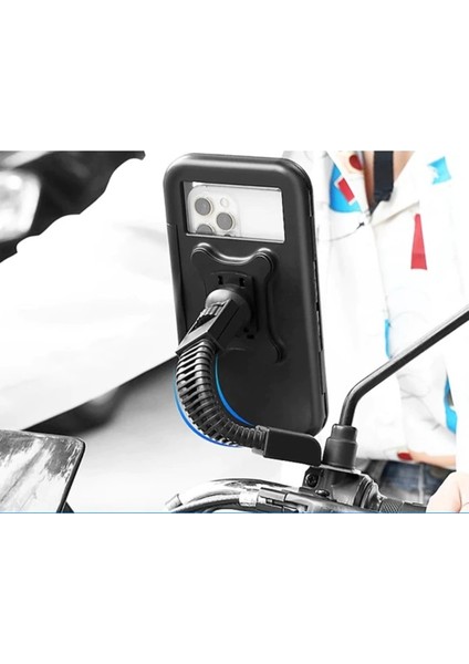 M3B Su Geçirmez 5-7 inç. Motosiklet Telefon Tutucu Dikiz Aynası Tutucu Stand Braketi Kaymaz 360 Derece modelleri