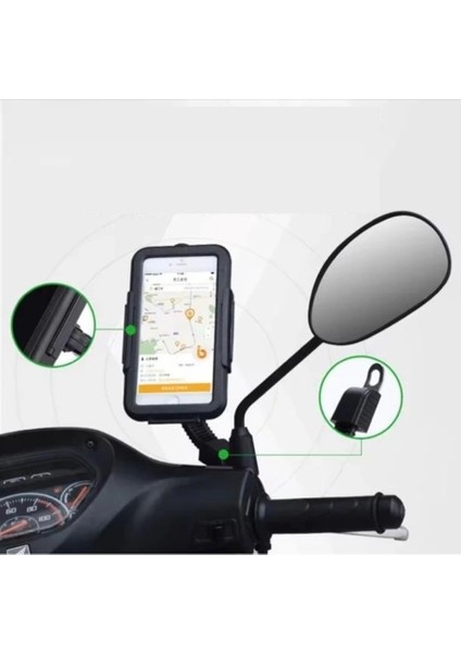 M3B Su Geçirmez 5-7 inç. Motosiklet Telefon Tutucu Dikiz Aynası Tutucu Stand Braketi Kaymaz 360 Derece fırsatları