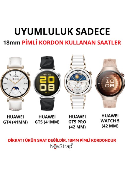 Huawei Watch Gt6 41mm Gt4 41mm Gt5 41mm ile Uyumlu Kordon (18mm Pimli) Lansman Prizma Silikon Kayış modelleri
