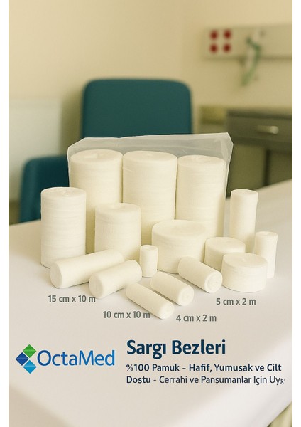 Elastik Sargı Bezi 10 cm x 2 M 50 Rulo (Adet) Deprem/sağlık Çantası /eczadolabı/ilk Yardım.
