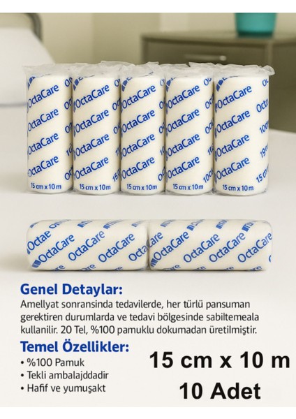 Hidrofil Sargı Bezi 15 cm x 10 M 10 Rulo Deprem/sağlık Çantası /eczadolabı/ilk Yardım.