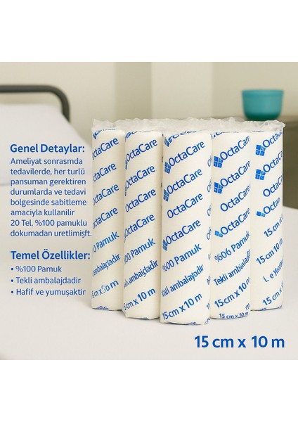 Hidrofil Sargı Bezi 15 cm x 10 M 10 Rulo Deprem/sağlık Çantası /eczadolabı/ilk Yardım.