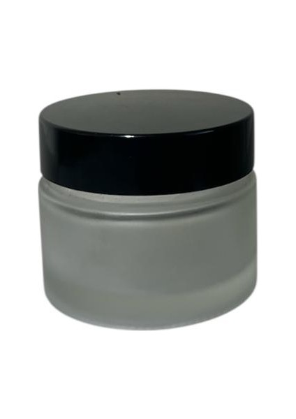 50ML Şeffaf Buzlu Cam Krem Kavanozu Siyah Kapak, 12 Adet, Kozmetik Kavanoz,krem Kavanozu, Cam Kavanoz
