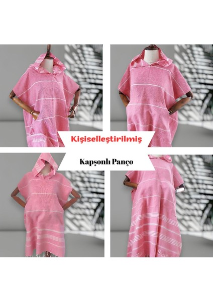 Kişiye Özel Baskılı Kapüşonlu Plaj Pançosu | Isim Yazılı Pamuklu Havlu Poncho |unisex Peştamal Kumaş