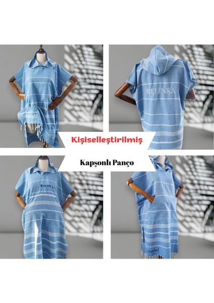 Kişiye Özel Baskılı Kapüşonlu Plaj Pançosu | Isim Yazılı Pamuklu Havlu Poncho |unisex Peştamal Kumaş