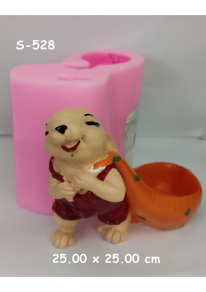 Havuç Çeken Tavşan Saksı Silikon Kalıp