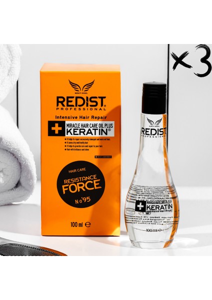 3 Adet Keratin Yağı 100 ml | Saç Onarıcı ve Parlaklık Kazandırıcı Bakım
