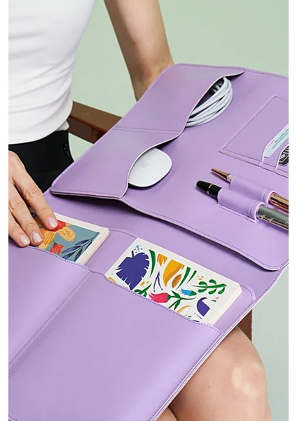 Macbook Air Pro 13-14 Inç Organizer Evrak & Laptop & Tablet Çantası Lila