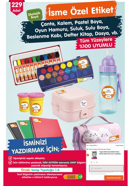 Okul Etiketi Kalem Defter Etiketi Özel Isim Yazılabilen Etiket Seti - Isim Etiketi modelleri