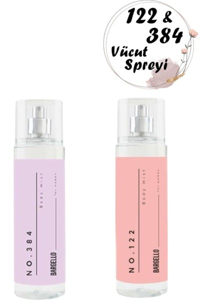 Kadın Vücut Spreyi Seti No 122 ve No 384 210 ml Her Gün Kullanıma Uygun