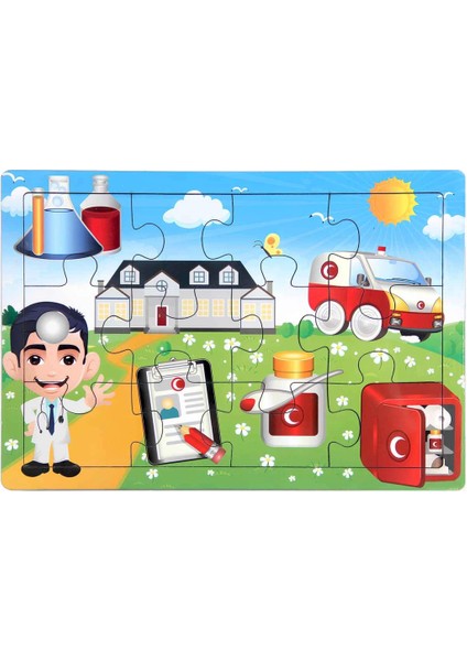 Ahşap Eğitici Puzzle 12 Parça