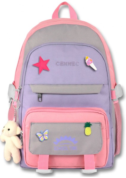 Cennec Çok Bölmeli Kız Çocuk Pembe Gri Ilkokul ve Günlük Sırt Çantası - 5072 fiyatları