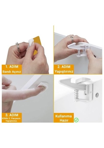 Bebek Çocuk Güvenliği Korumalı Yapışkan Çekmece ve Dolap Için Tutucu Gizli Güvenlik Kilidi modelleri
