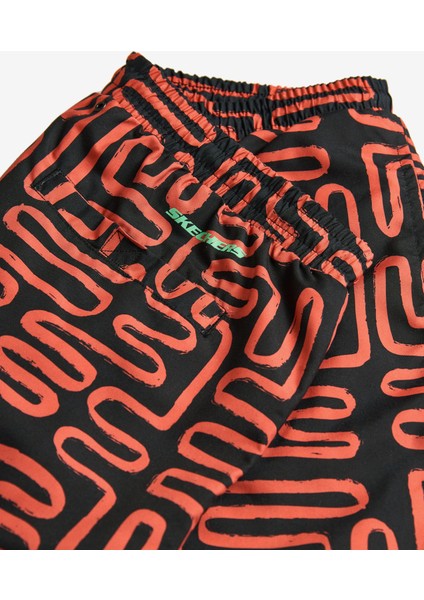 M 5 Inch Allover Print Swimshort Erkek Siyah Deniz Şortu S241113-001