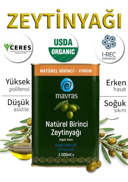 Natürel Birinci Zeytinyağı 2 Lt Soğuk Sıkım
