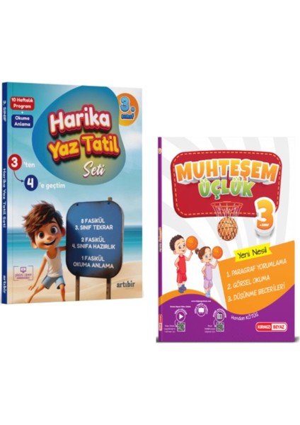 3. Sınıf Harika Yaz Tatili ve Muhteşem Üçlük Paragraf Soru Bankası (2 Kitap)