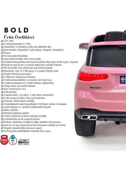 Peluşçu Dayı Akülü Araba Uzaktan Kumandalı Bold Gt 4x2 Deri Koltuk indirimleri