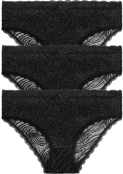 3 Lü Dantelli Yüksek Bel Slip Külot
