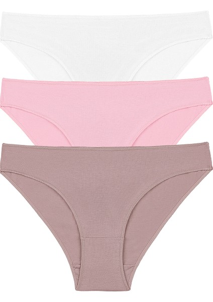 3'lü Paket Slip Külot - Ekru - Vizon - Pembe XS