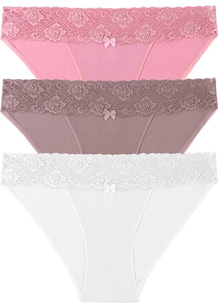 3 Lü Dantel Koton Slip Külot