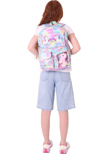 Kız Çocuk Peluş Unicornlu Ilkokul Okul Sırt Çantası - Pembe - L5243
