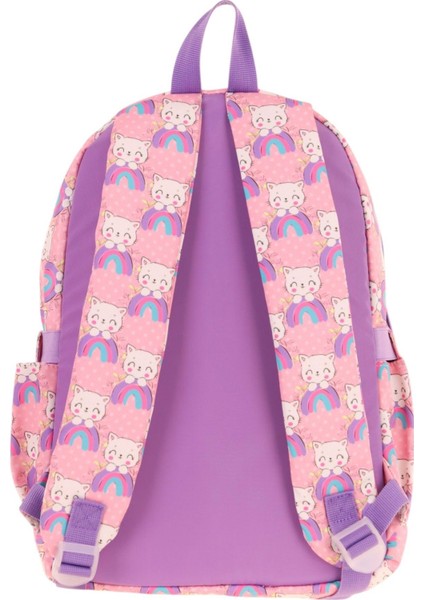 Kız Çocuk Peluş Kedili Ilkokul Okul Sırt Çantası - Pembe Mor - L5241 modelleri