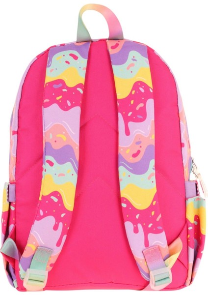Üç Bölmeli Kız Çocuk Ilkokul Sırt Çantası (L5232) - Pembe Sarı - Dondurma Baskılı modelleri