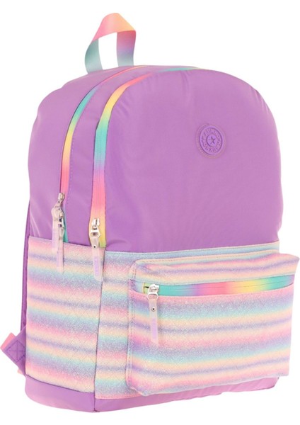 Brush Üç Bölmeli Kız Çocuk Mor Çok Renkli Okul Çantası - K1822