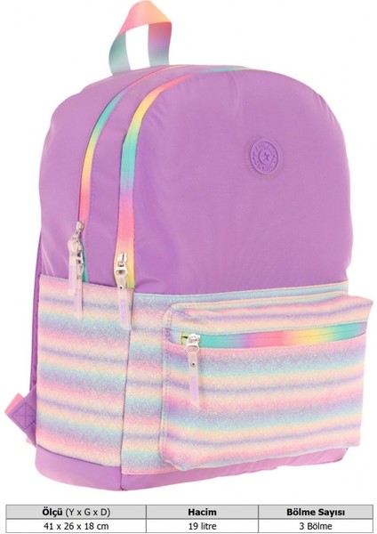 Brush Üç Bölmeli Kız Çocuk Mor Çok Renkli Okul Çantası - K1822 fırsatları