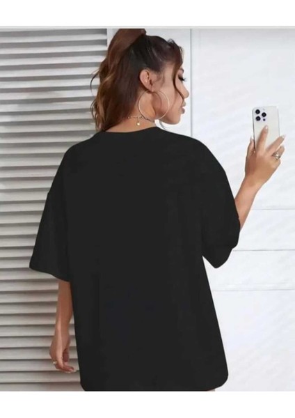 Oversize T-Shirt Broklıyn Baskılı Siyah Renk