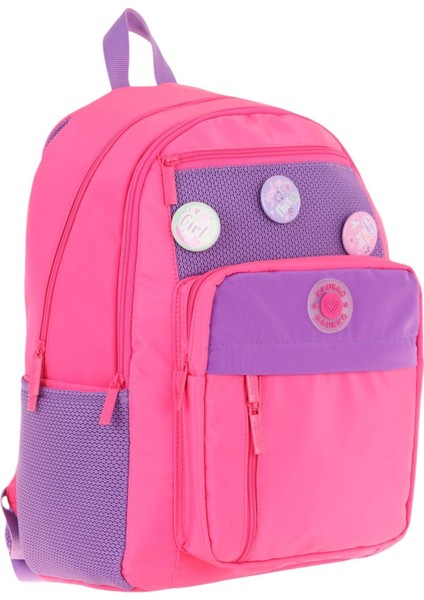 Kauko Holiday Kız Çocuk Altı Bölmeli Rozetli Okul Sırt Çantası - Pembe - K1830