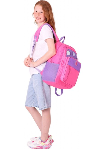 Kauko Holiday Kız Çocuk Altı Bölmeli Rozetli Okul Sırt Çantası - Pembe - K1830