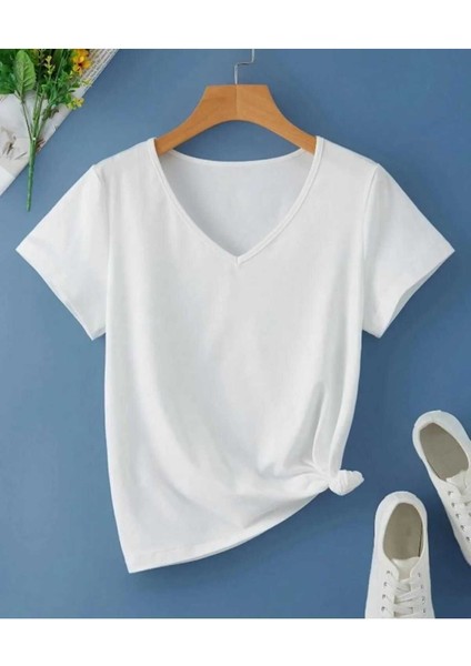 Oversize T-Shirt Baskılı Beyaz Renk