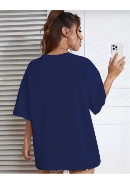 Oversize T-Shirt Broklıyn Baskılı Lacivert Renk fiyatları
