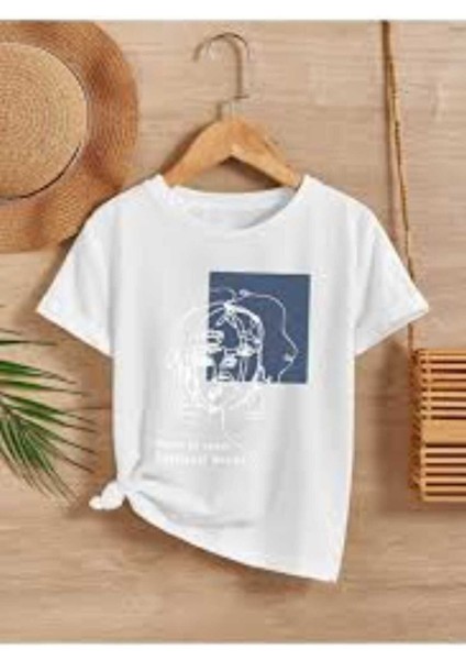 Oversize T-Shirt Baskılı Byaz Renk