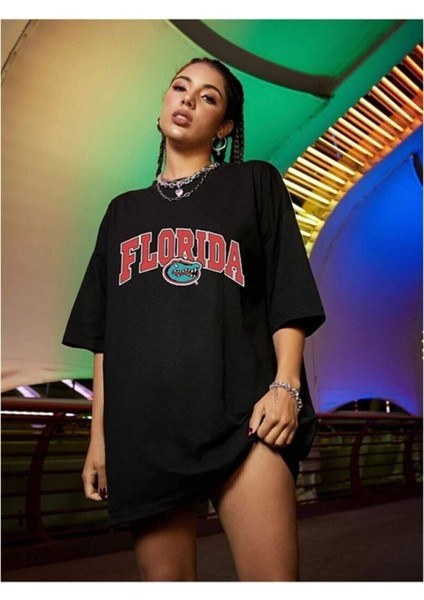 Oversize T-Shirt Baskılı Siyah Renk