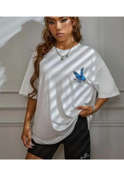 Oversize T-Shirt Baskılı Beyaz Renk fiyatları