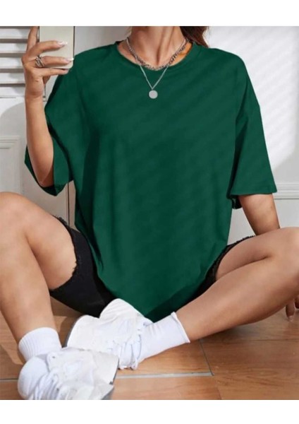 Oversize T-Shirt Time Baskılı Yeşil Renk fiyatları
