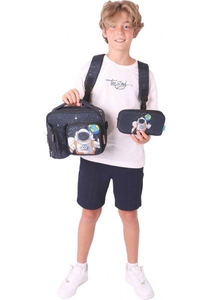Kids 3D Astronot Şekilli Erkek Çocuk Üçlü Okul Çantası Seti/takımı - Siyah (L5253+L7253+L8253) modelleri