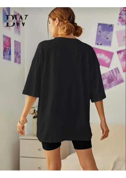 Oversize T-Shirt Houston Baskılı Siyah Renk fiyatları