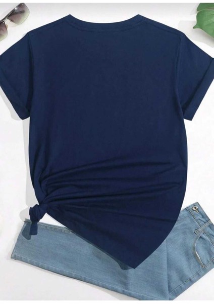 Oversize T-Shirt Kedi Baskılı Lacivert Renk fiyatları