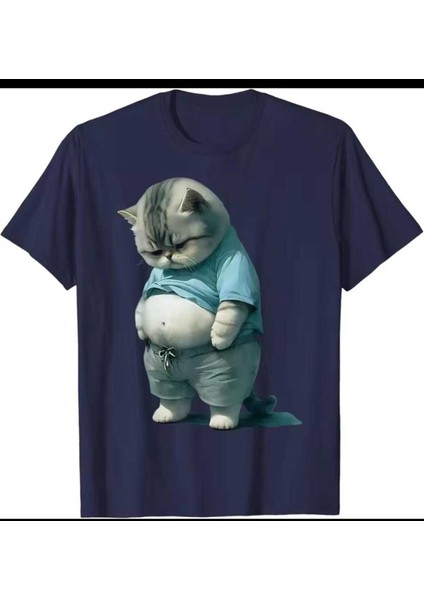 Oversize T-Shirt Baskılı Lacivert Renk