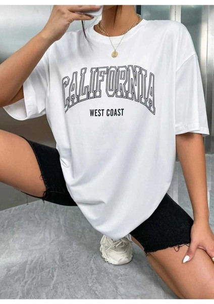 Oversize T-Shirt Baskılı Beyaz Renk fiyatları