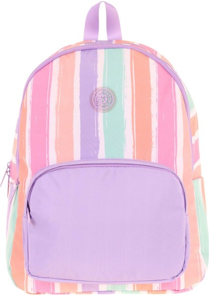 Rainbow Kız Çocuk Üç Bölmeli Ilkokul ve Ortaokul Çantası - Mor Çok Renkli Çizgili - K1801 fiyatları
