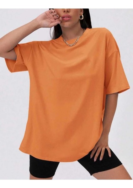 Oversize T-Shirt Yourself Baskılı Turuncu Renk